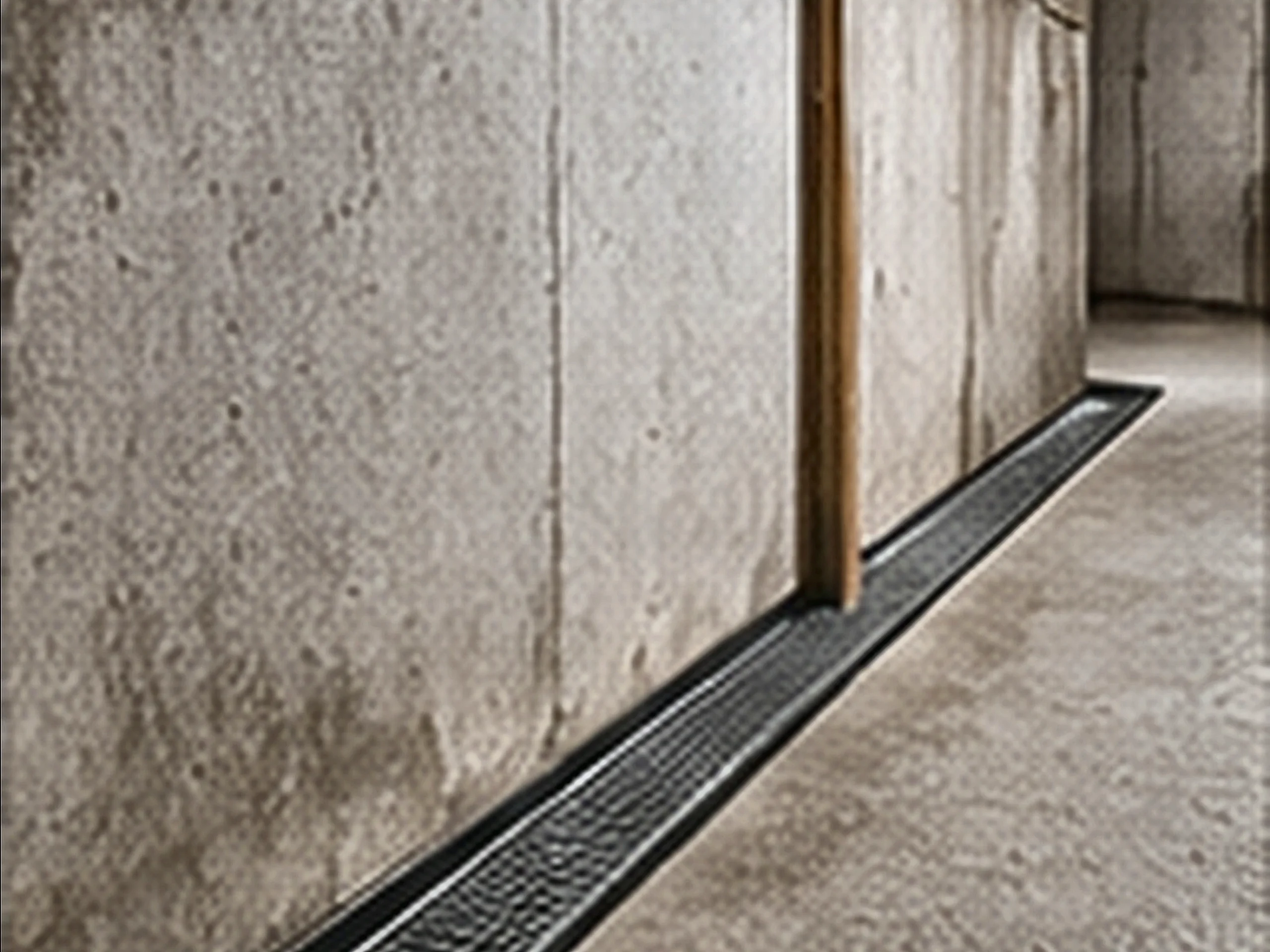 An interior basement waterproofing drainage system installed by Basement Waterproofing Parma