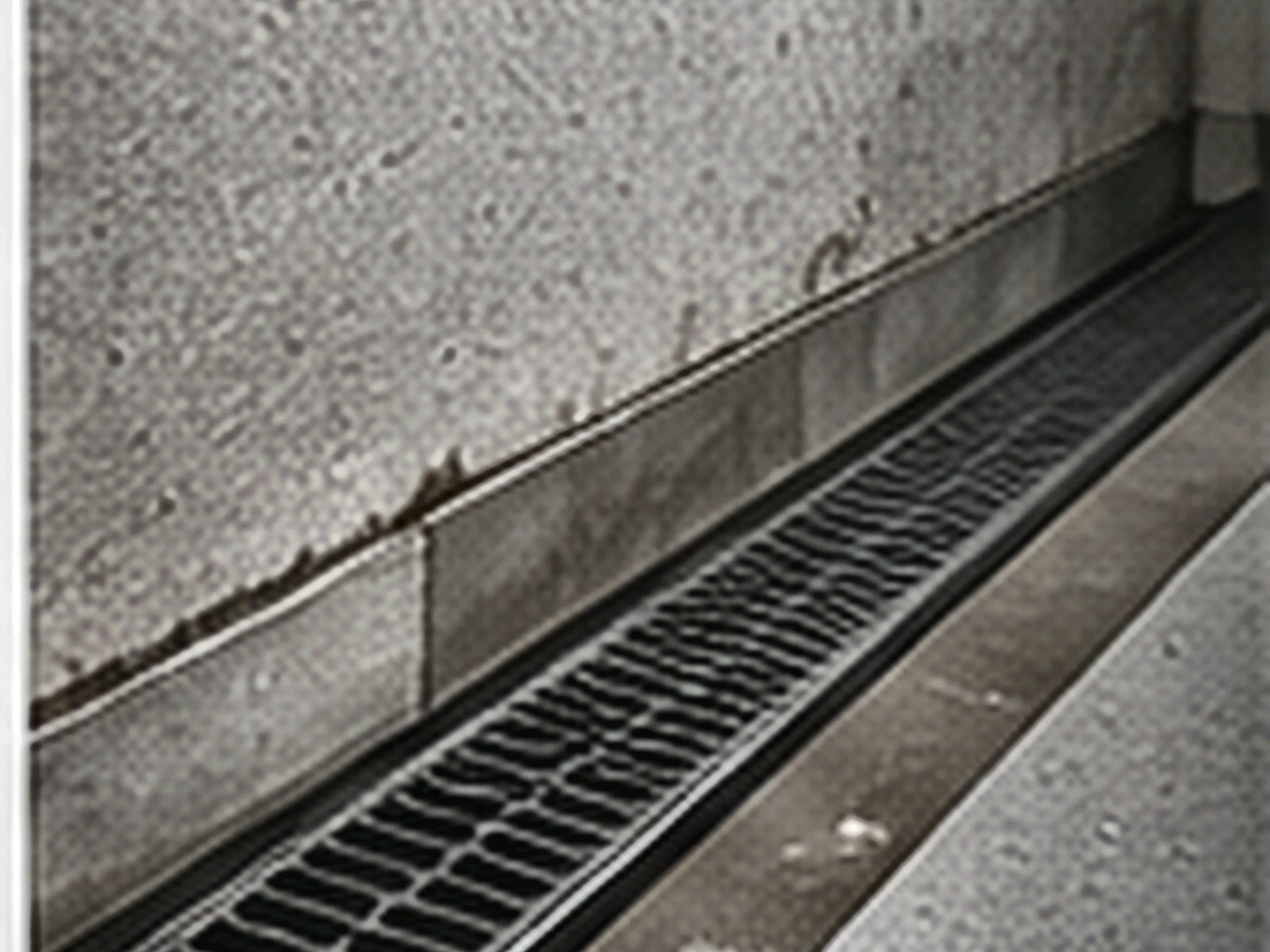 A recently completed interior French drain installation