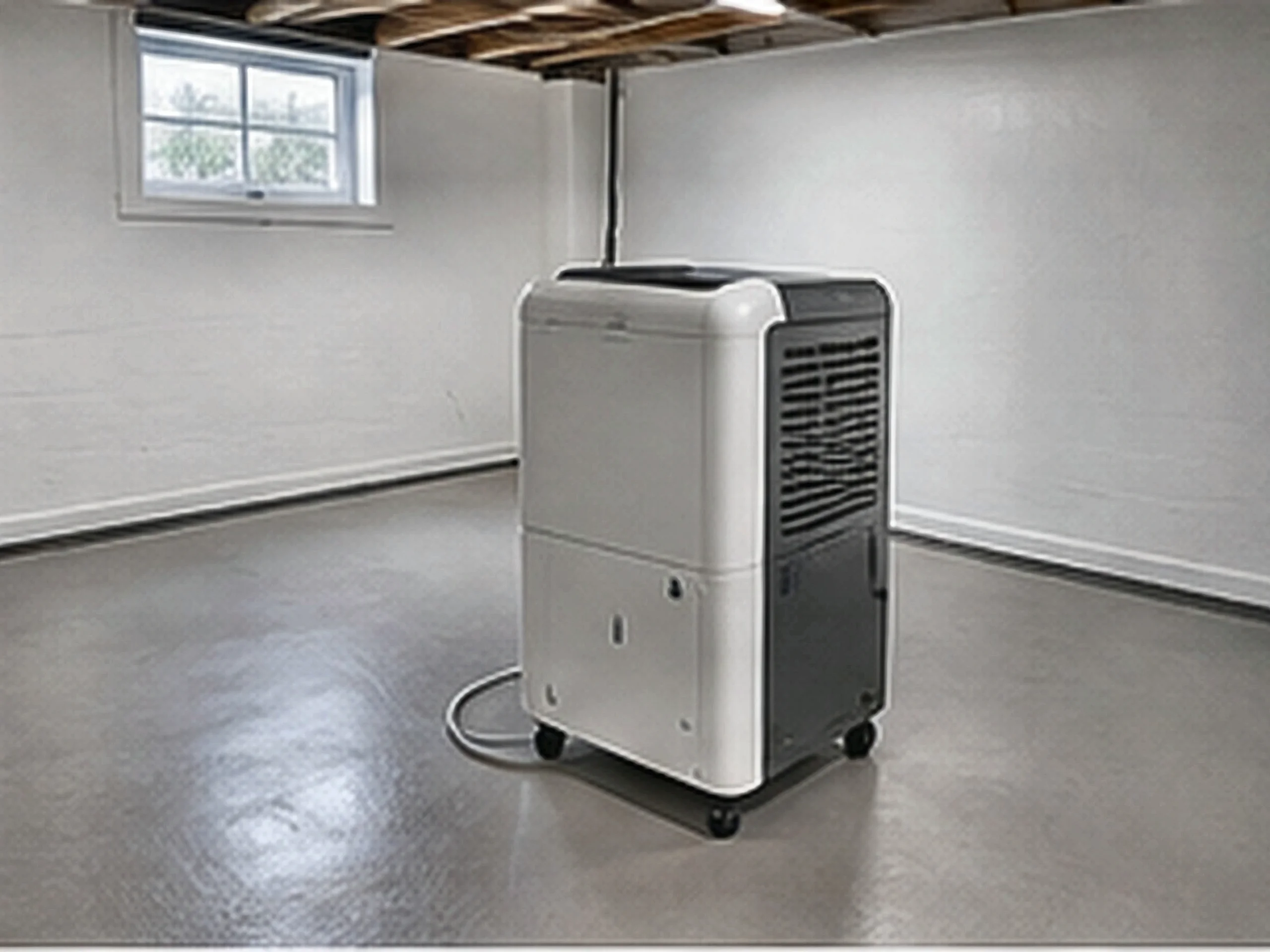 A dehumidifier installed as part of a moisture-control system